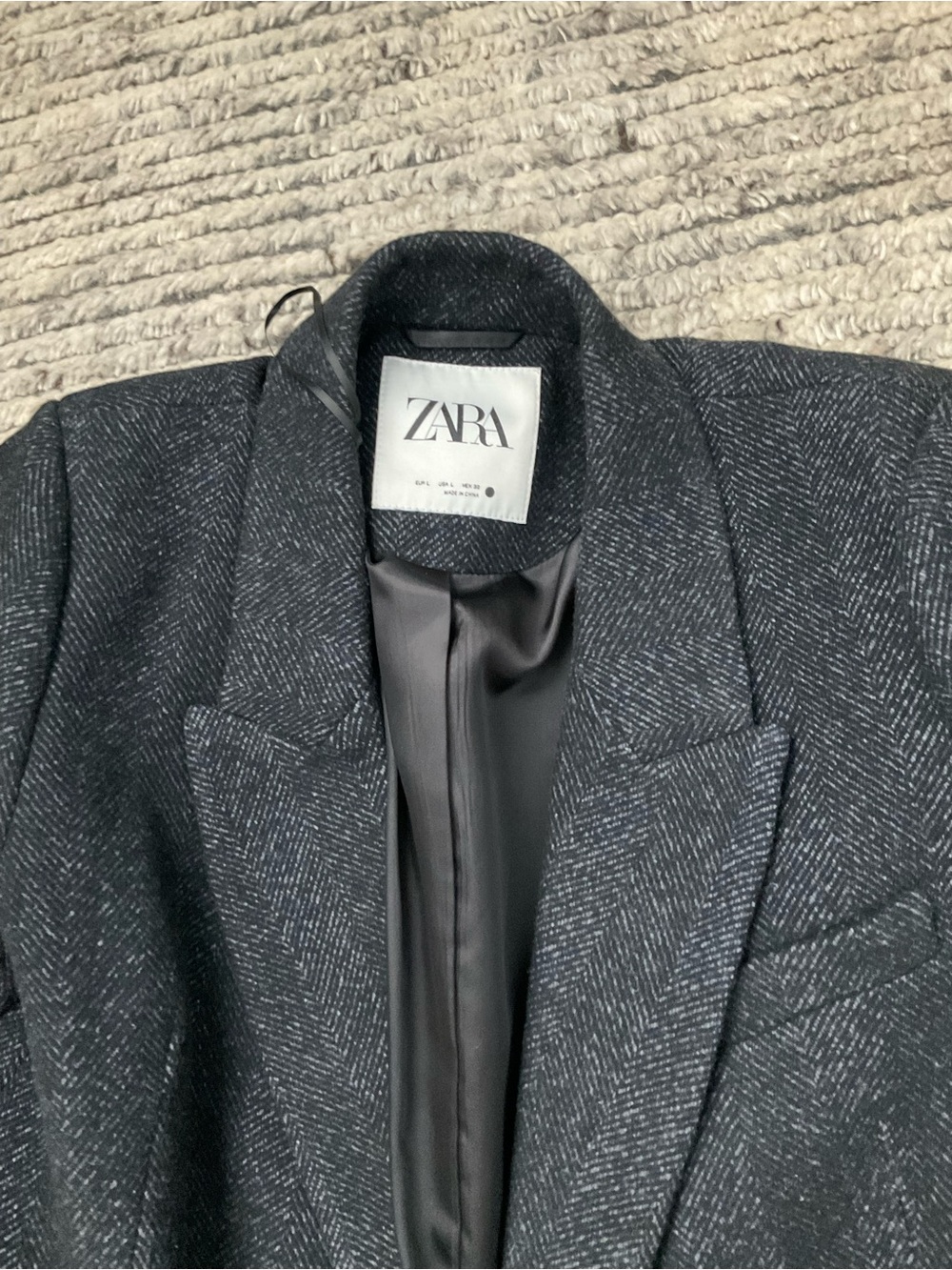 ZARA Black Long Tweed Trench Coat - Picture 3 of 4